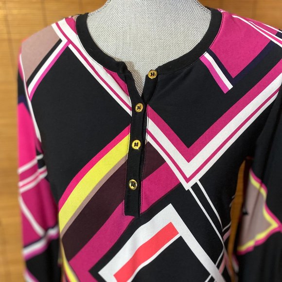 Cache Colorful Geometric 3/4 Sleeve Dress Size Small - Picture 3 of 6